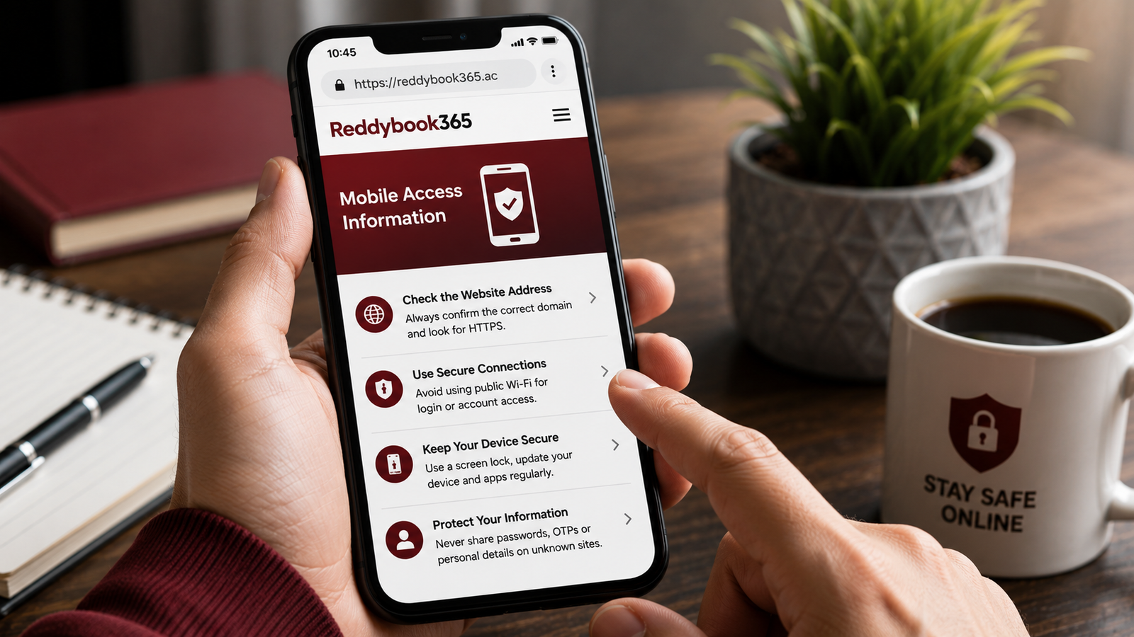 Reddybook365 mobile access information